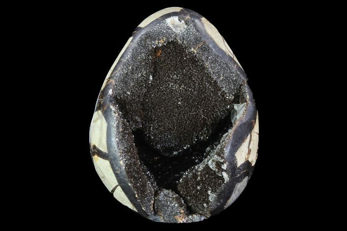 Bargain, Septarian Dragon Egg Geode - Black Crystals #88360